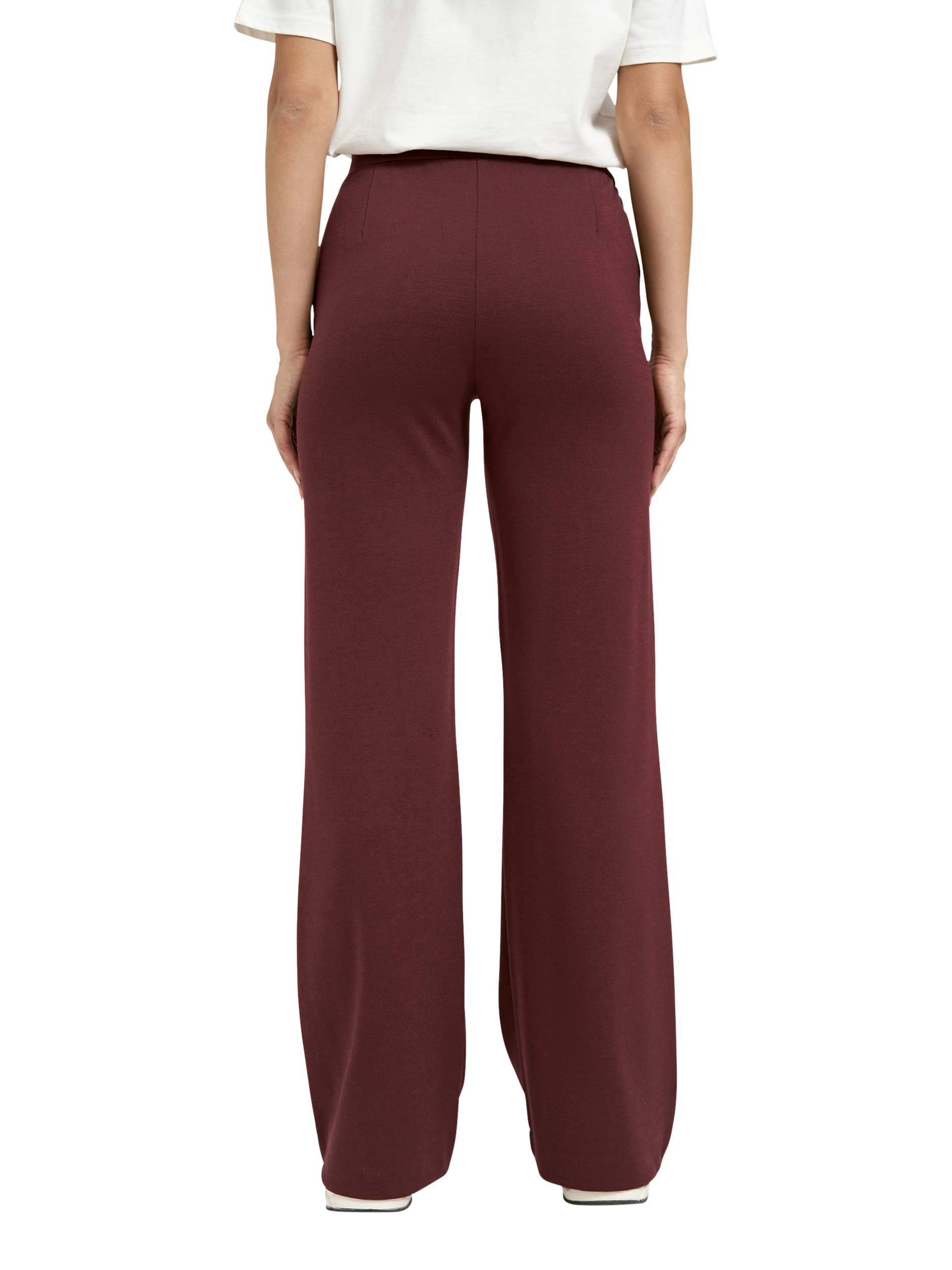 Product image 2 of 4, which shows Smith & Soul Jersey Wide Leg Trousers, Bordeaux, XS