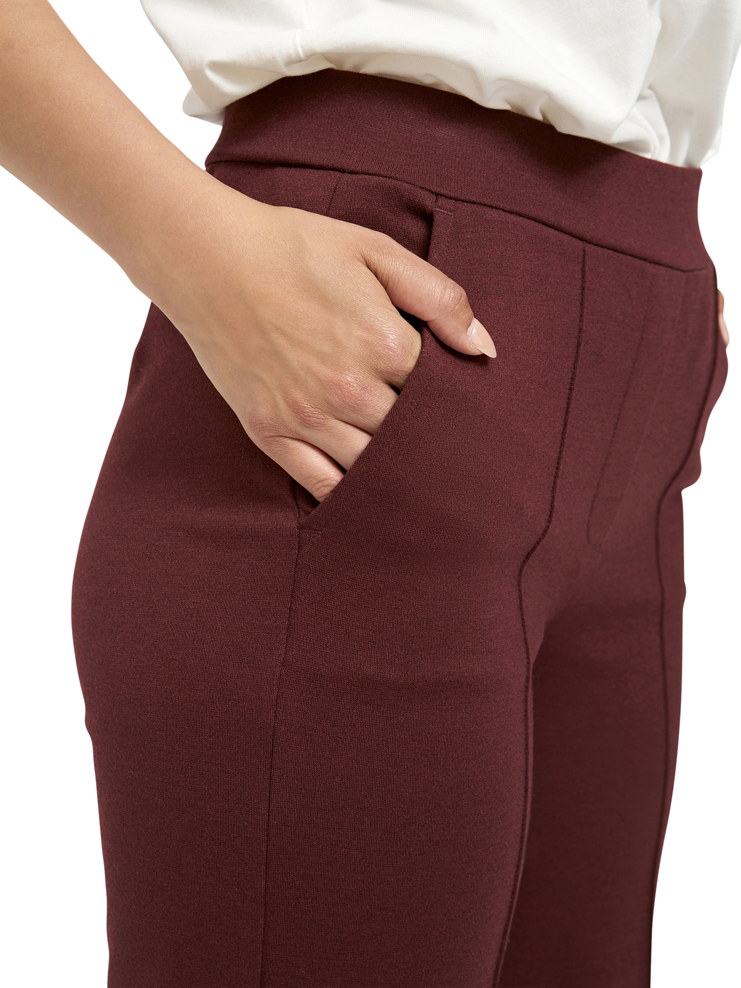 Product image 3 of 4, which shows Smith & Soul Jersey Wide Leg Trousers, Bordeaux, XS