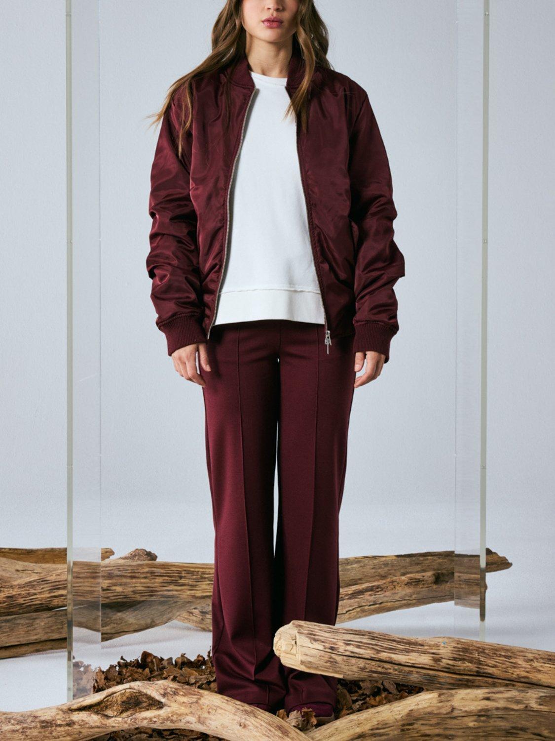 Product image 4 of 4, which shows Smith & Soul Jersey Wide Leg Trousers, Bordeaux, XS