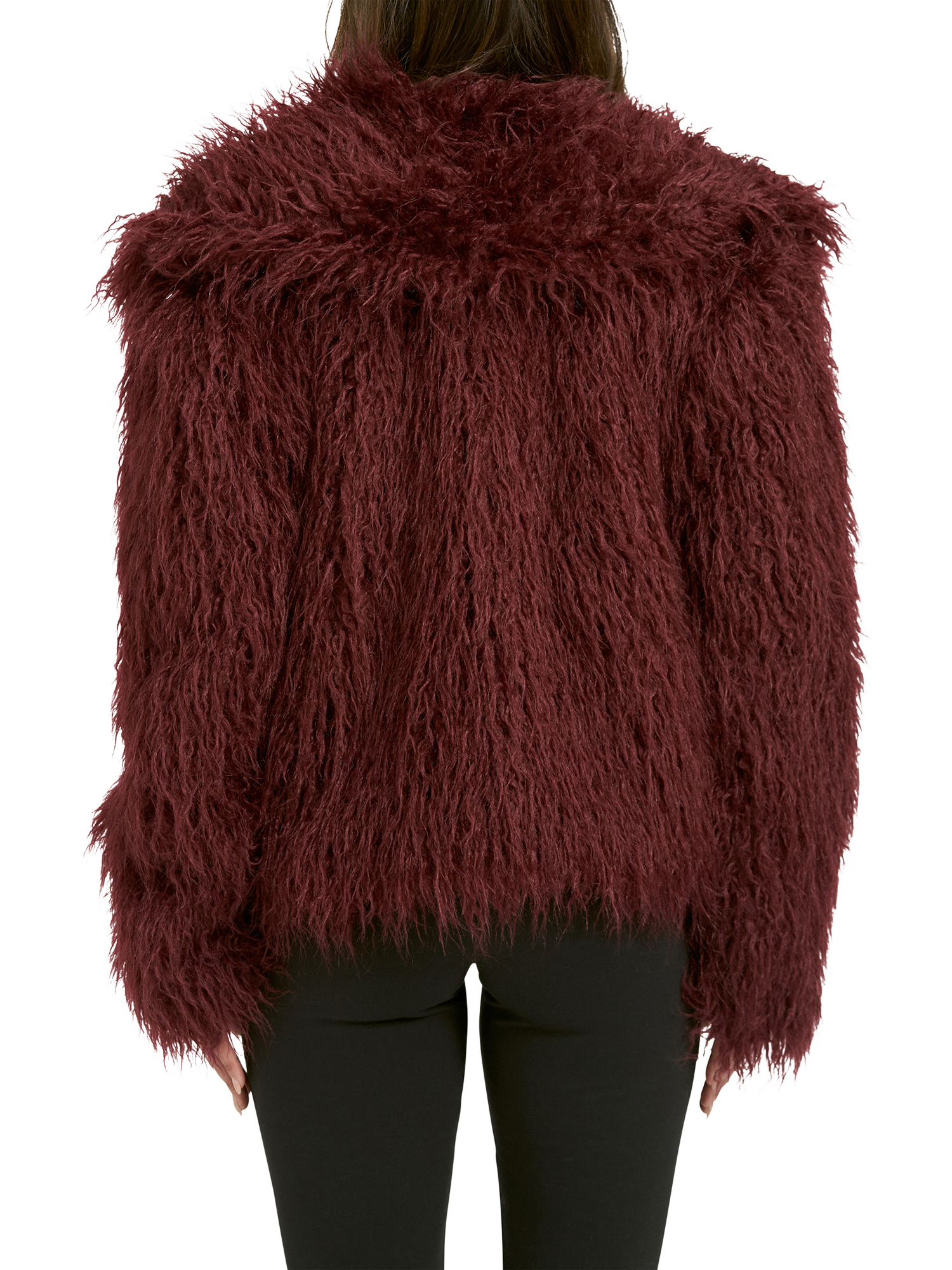 Product image 2 of 6, which shows Smith & Soul Oversized Faux Fur Jacket, Bordeaux, XS