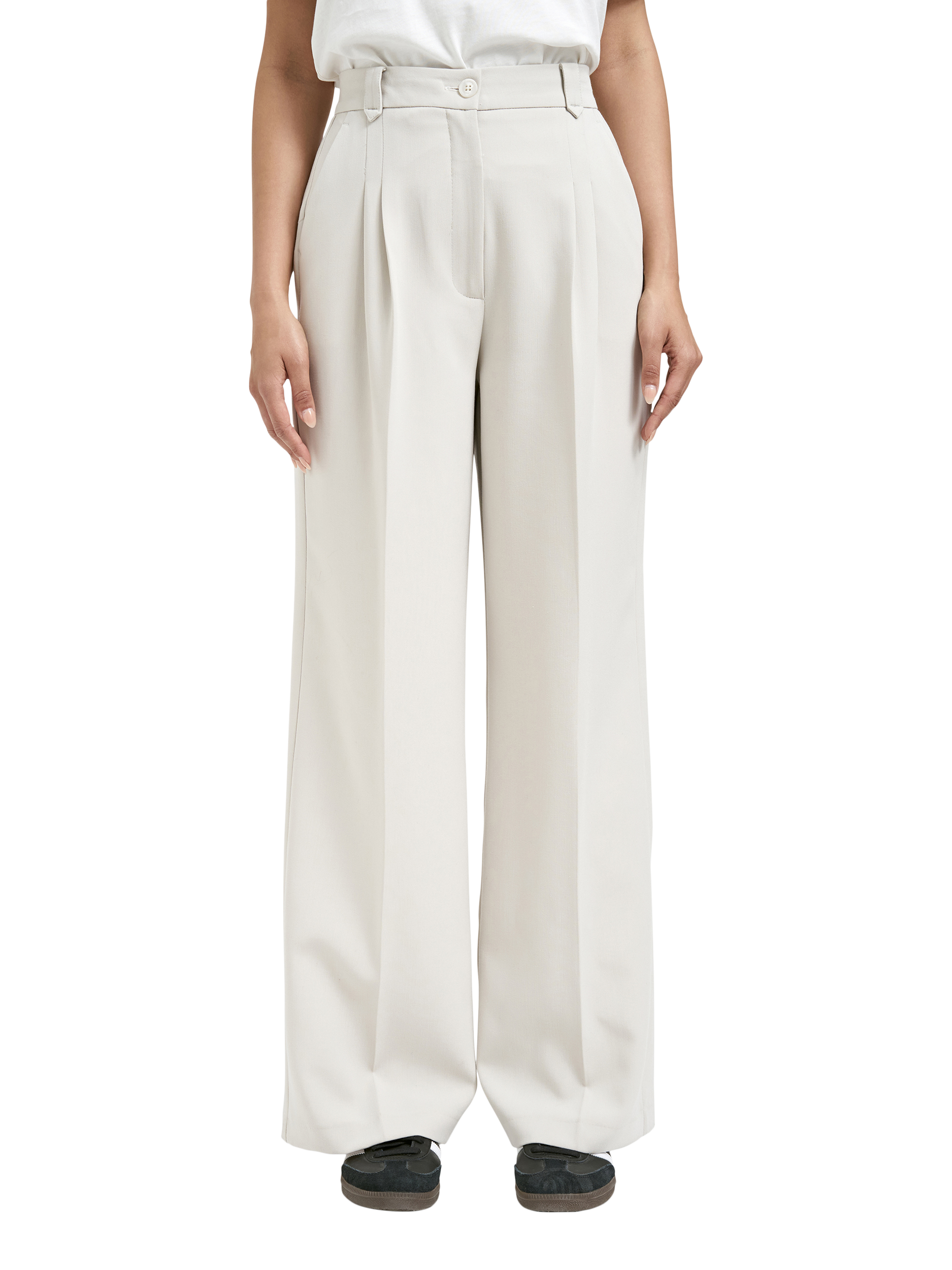 Product image 1 of 4, which shows Smith & Soul Double Pleat Wide Leg Trousers, Beige, XS