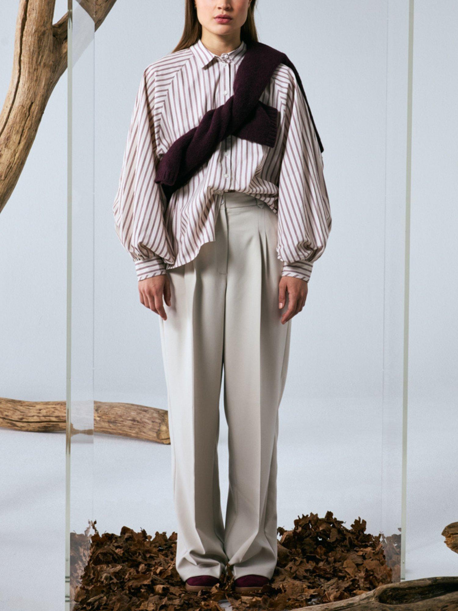 Product image 4 of 4, which shows Smith & Soul Double Pleat Wide Leg Trousers, Beige, XS