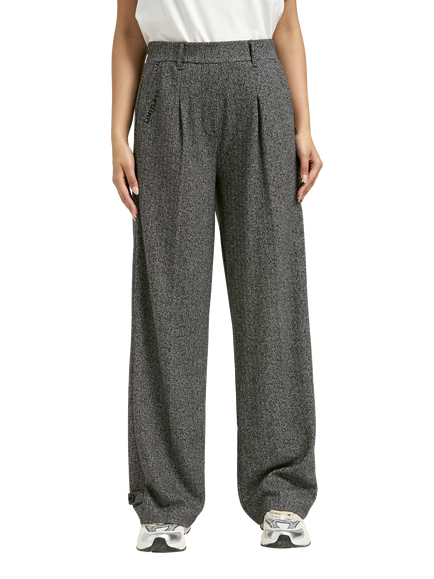Smith & Soul Herringbone Wide Leg Trousers, Grey Melange, Grey Melange