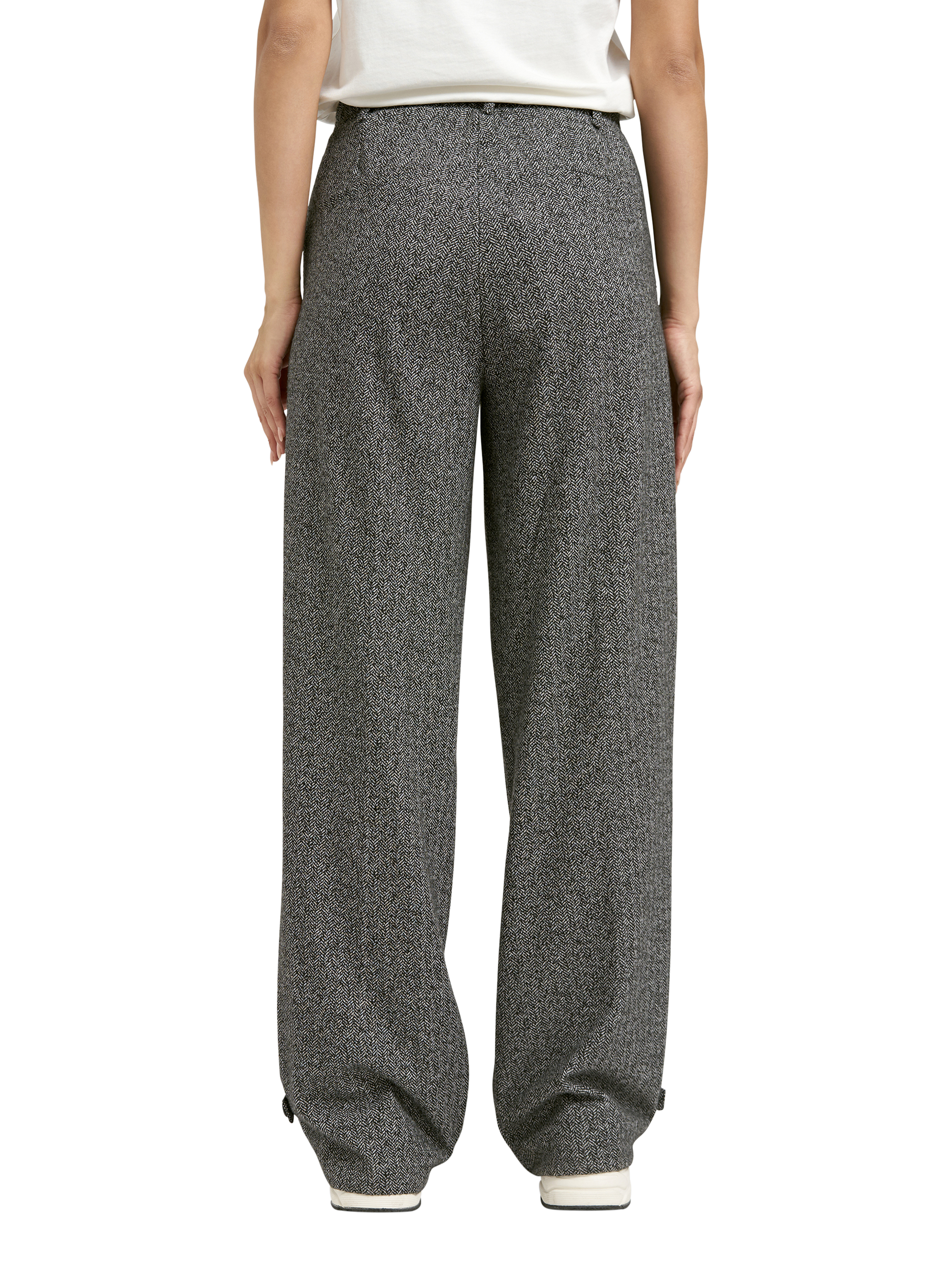 Product image 2 of 4, which shows Smith & Soul Herringbone Wide Leg Trousers, Grey Melange, XS
