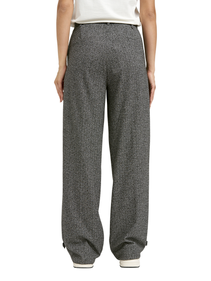 Smith & Soul Herringbone Wide Leg Trousers, Grey Melange - view 2, Grey Melange