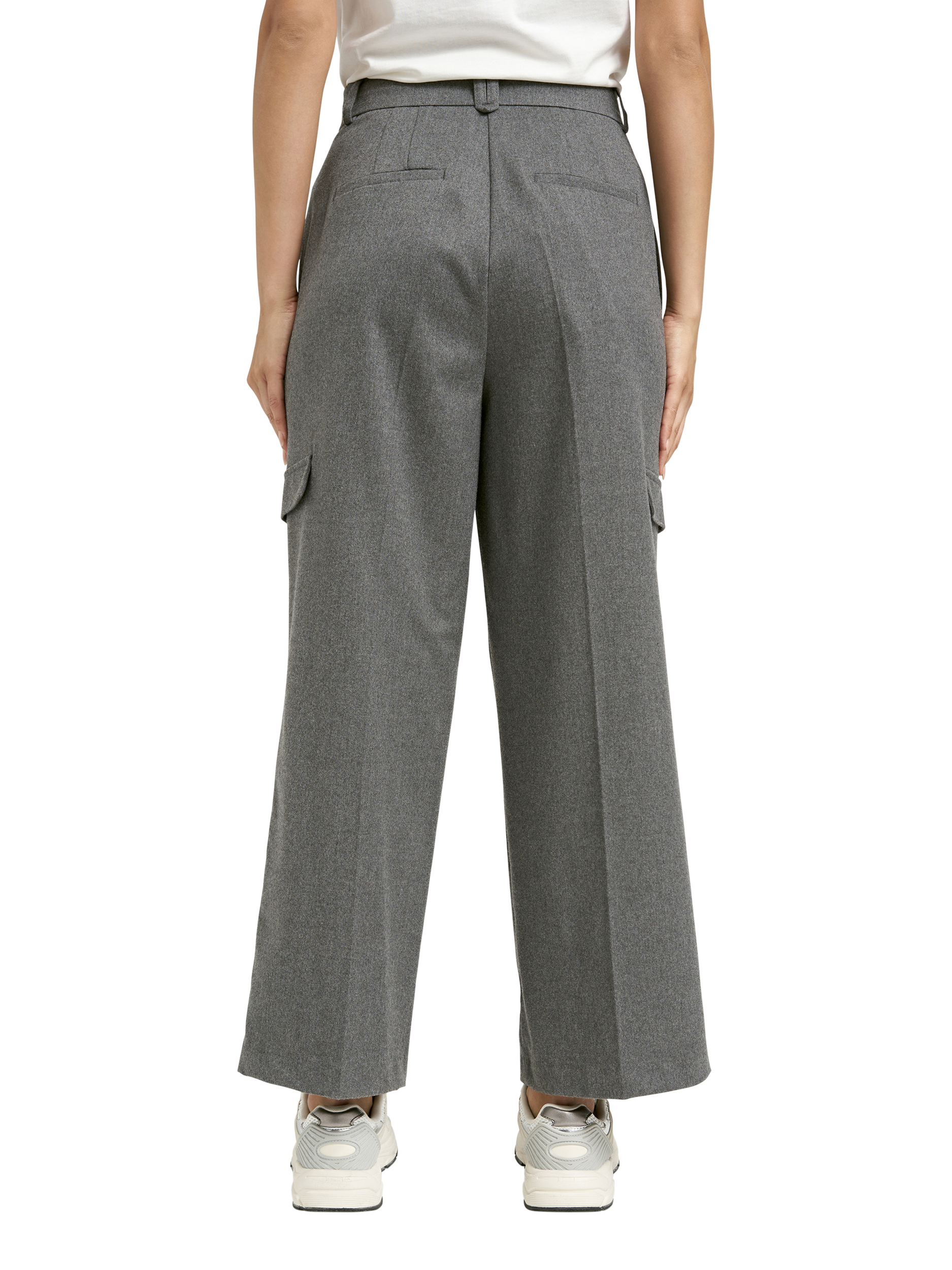 Product image 2 of 5, which shows Smith & Soul High Rise Cargo Trousers, Grey Melange, XS
