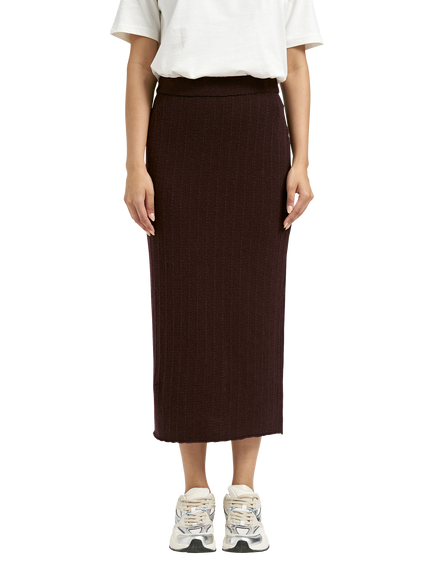 Smith & Soul Self Stripe Knit Midi Skirt, Plum