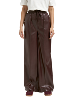 Smith & Soul Faux Leather Wide Leg Trousers, Bordeaux, Bordeaux