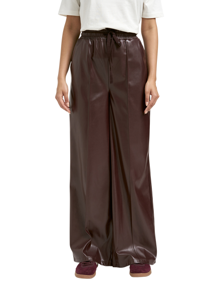 Smith & Soul Faux Leather Wide Leg Trousers, Bordeaux, Bordeaux