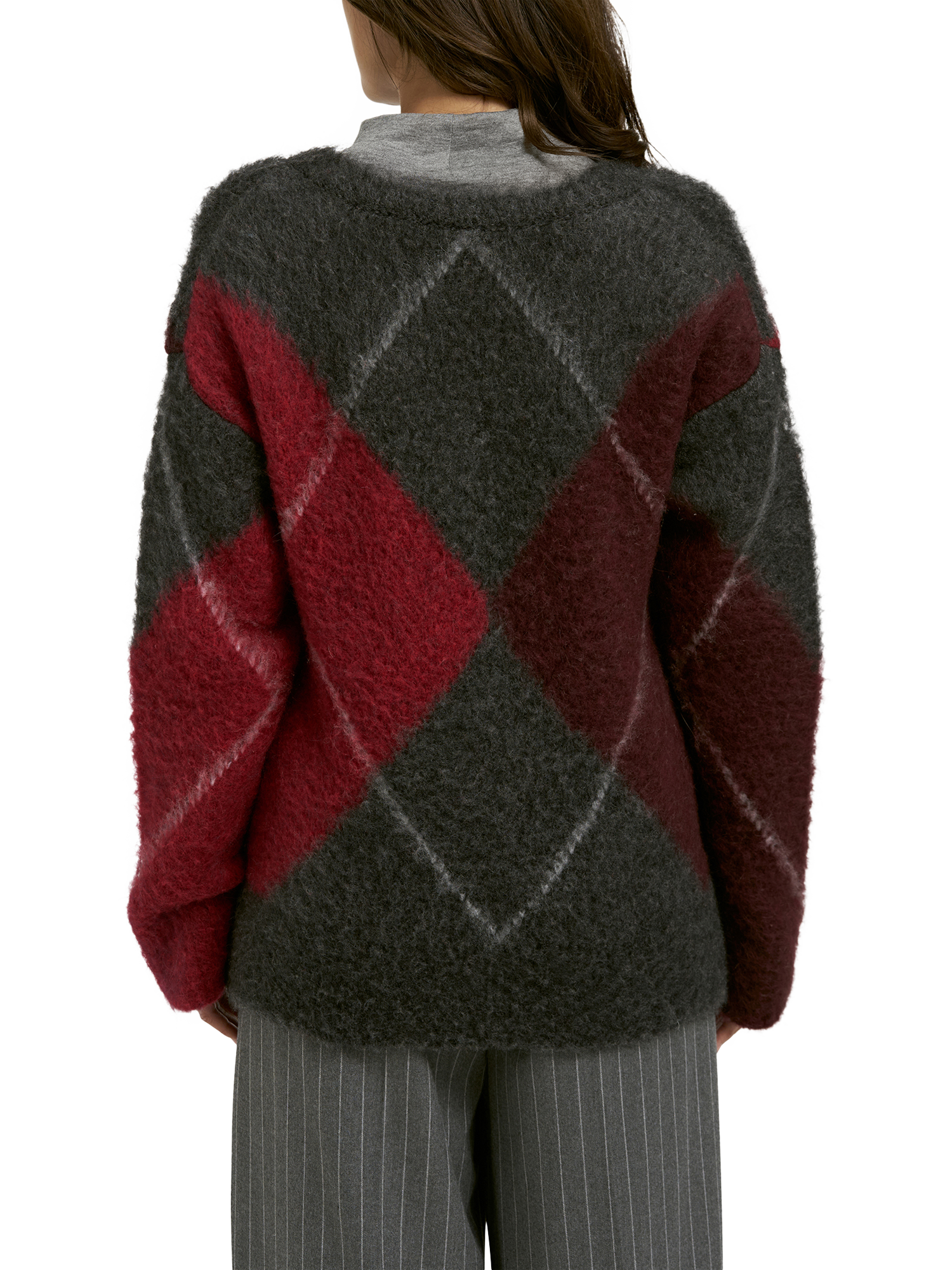 Product image 2 of 6, which shows Smith & Soul Argyle V-Neck Jumper, Anthracite, XS