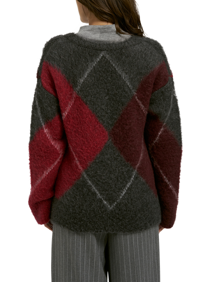 Smith & Soul Argyle V-Neck Jumper, Anthracite - view 2, Anthracite
