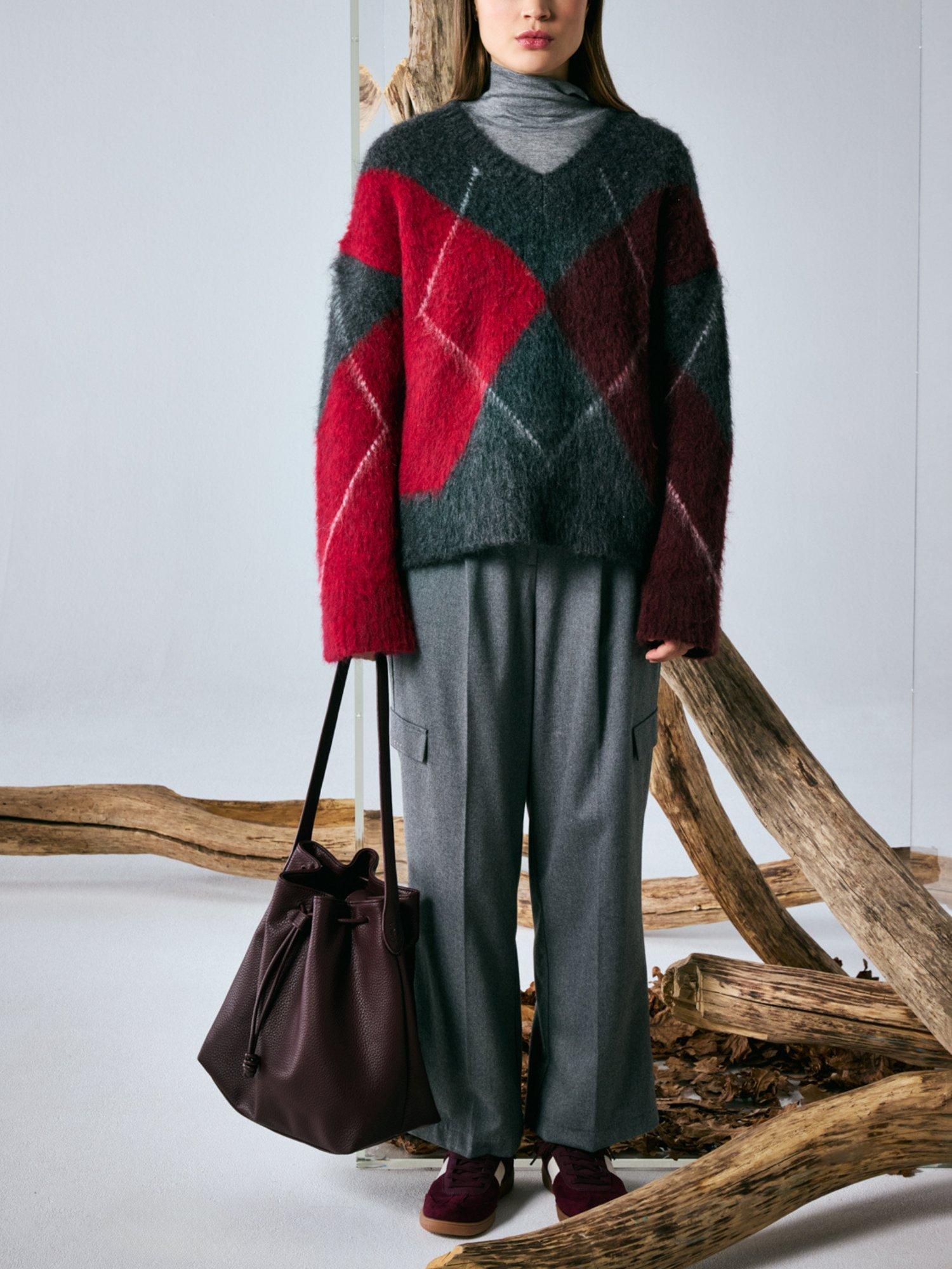 Product image 5 of 6, which shows Smith & Soul Argyle V-Neck Jumper, Anthracite, XS