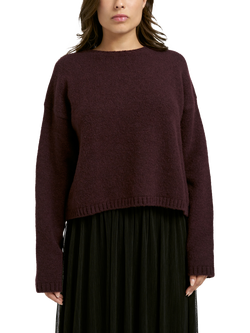 Smith & Soul Relaxed Fit Cropped Jumper, Plum, Plum
