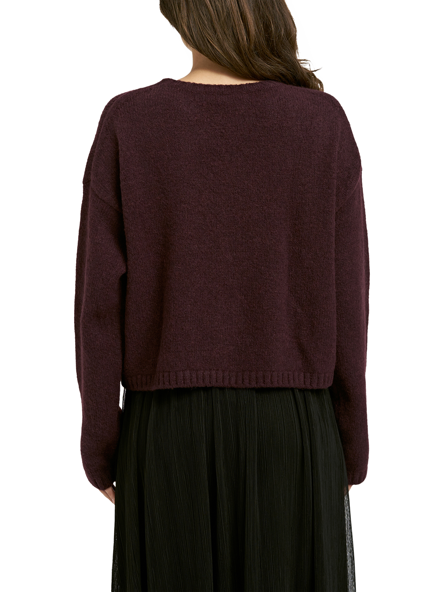 Product image 2 of 6, which shows Smith & Soul Relaxed Fit Cropped Jumper, Plum, XS