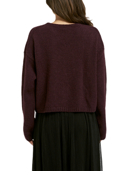 Smith & Soul Relaxed Fit Cropped Jumper, Plum - view 2, Plum