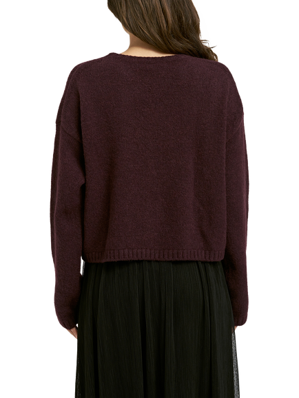 Smith & Soul Relaxed Fit Cropped Jumper, Plum - view 2, Plum