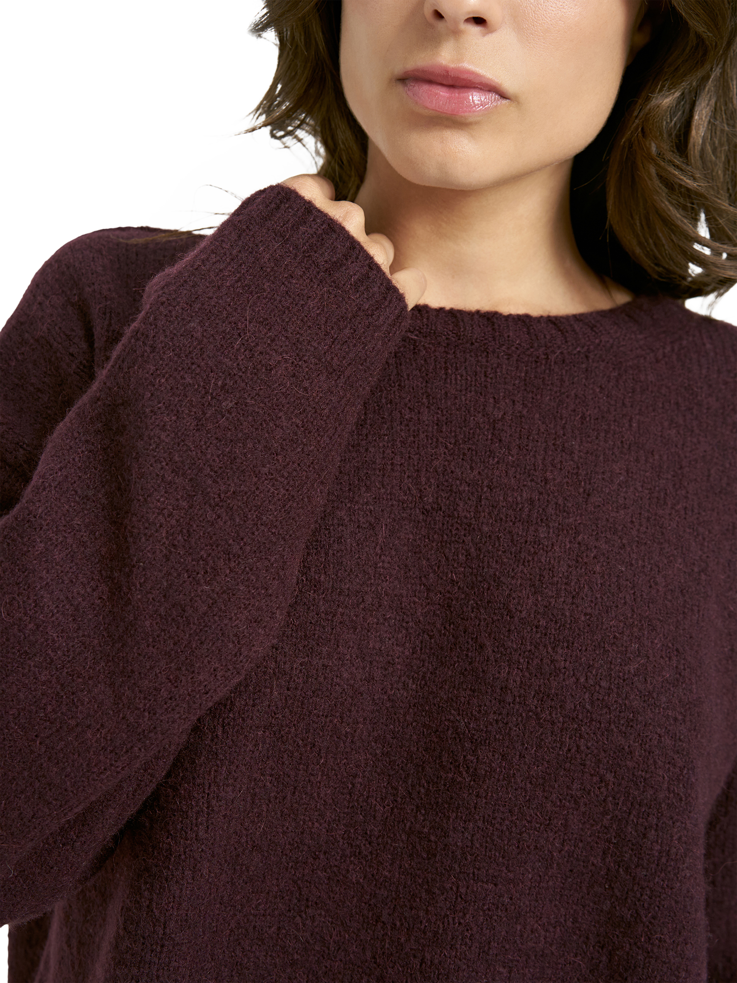 Product image 4 of 6, which shows Smith & Soul Relaxed Fit Cropped Jumper, Plum, XS