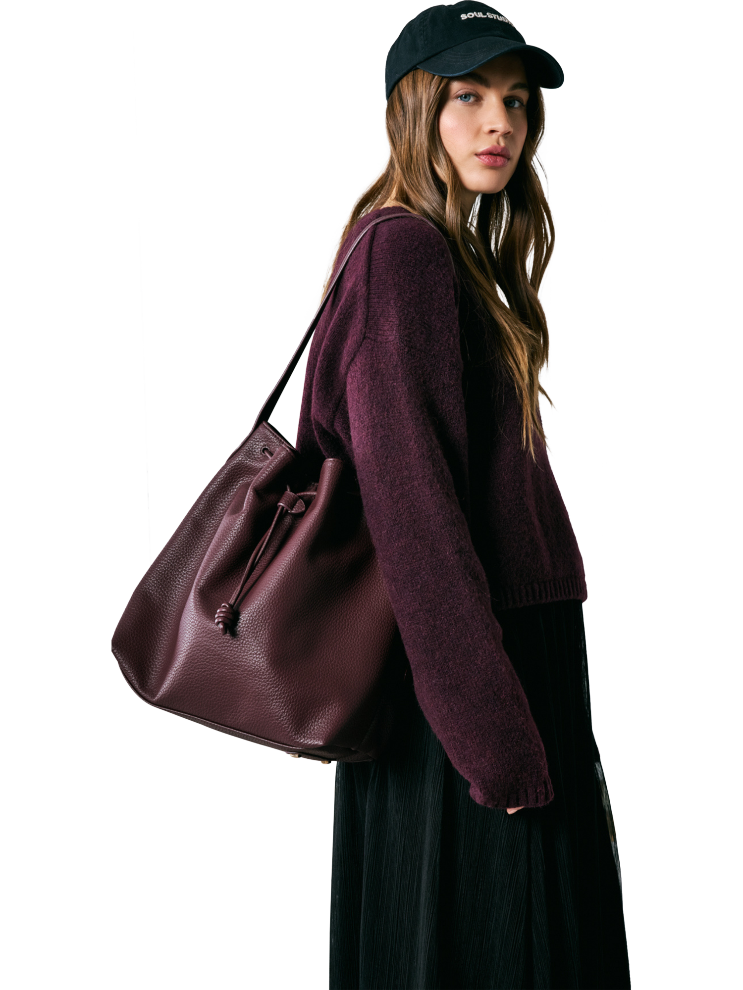 Product image 5 of 6, which shows Smith & Soul Relaxed Fit Cropped Jumper, Plum, XS