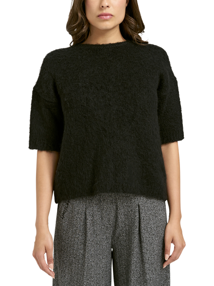 Smith & Soul Elbow Sleeve Cropped Jumper, Black, Black