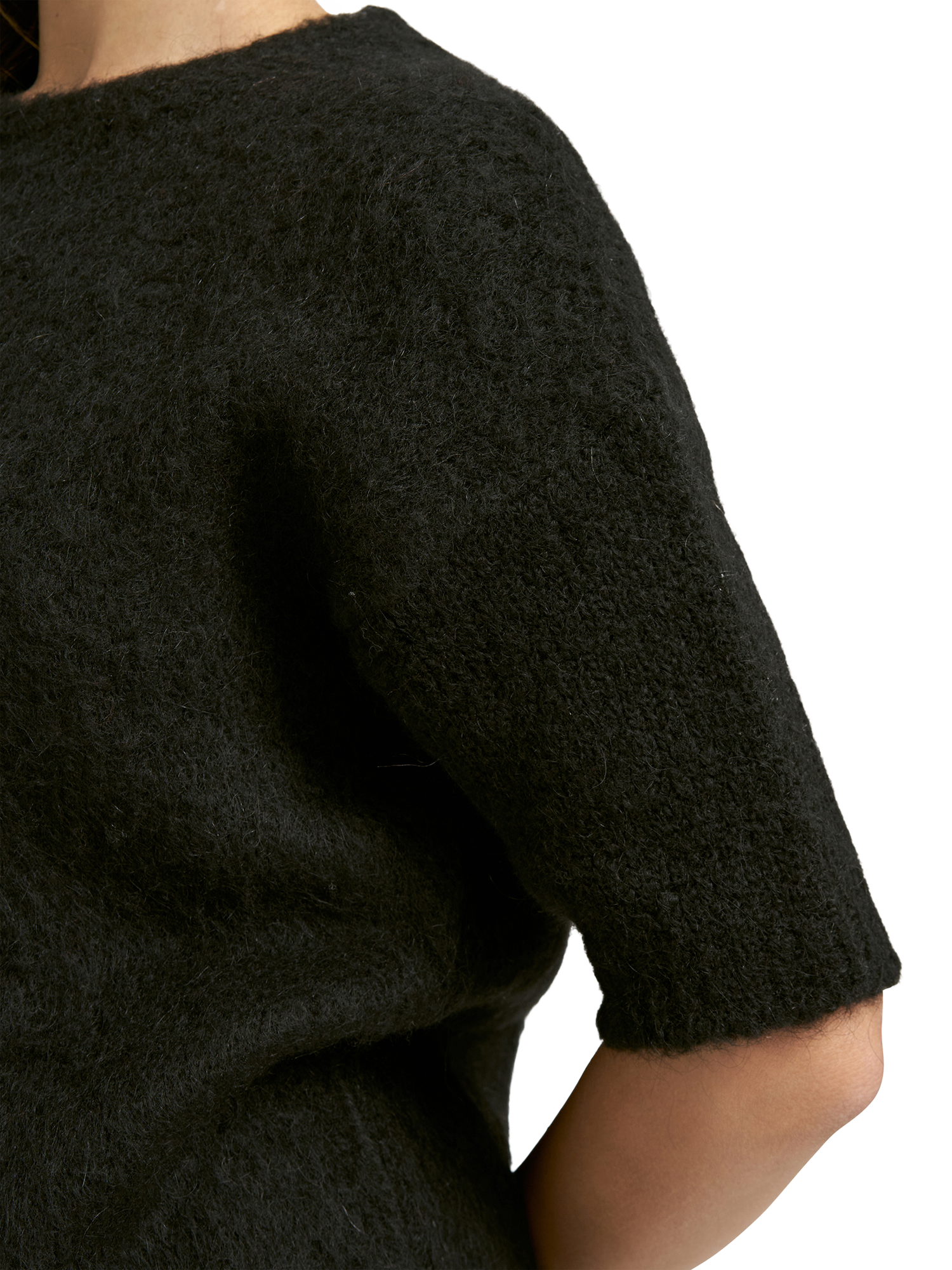 Product image 4 of 5, which shows Smith & Soul Elbow Sleeve Cropped Jumper, Black, XS