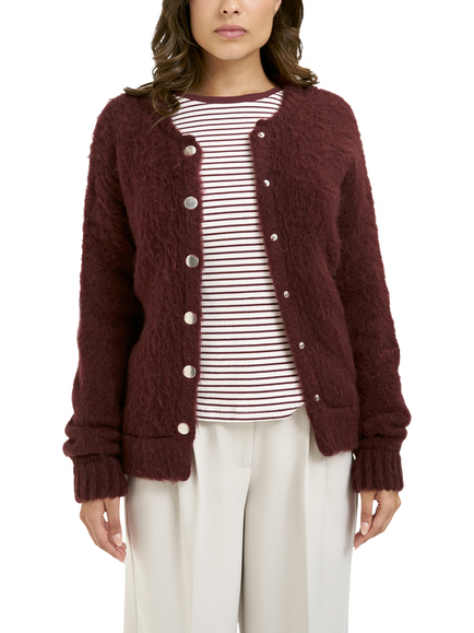 Smith & Soul Textured Bomber Cardigan, Bordeaux, Bordeaux