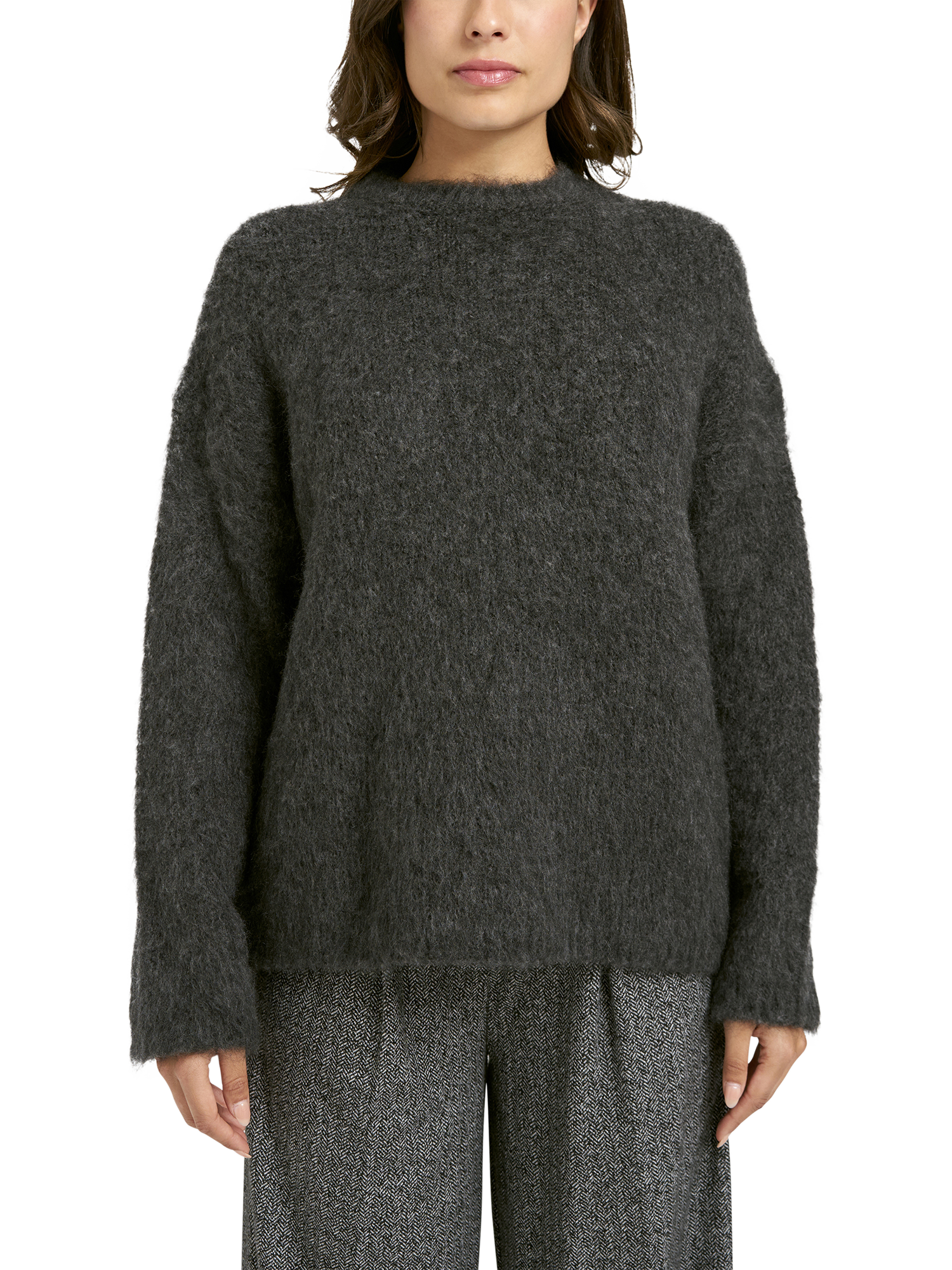 Product image 1 of 5, which shows Smith & Soul Oversized Crew Neck Jumper, Anthracite Melange, XS