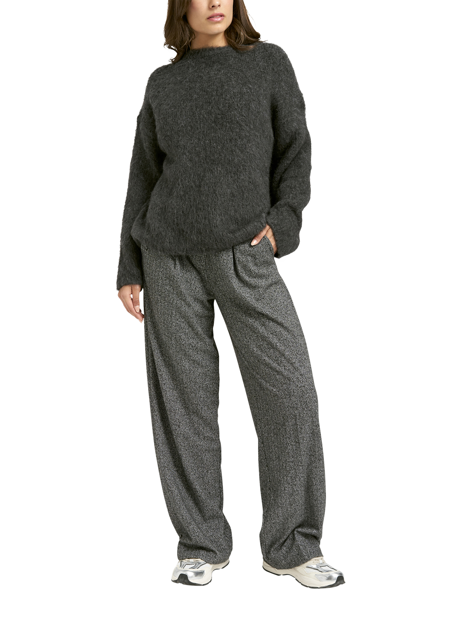 Product image 3 of 5, which shows Smith & Soul Oversized Crew Neck Jumper, Anthracite Melange, XS