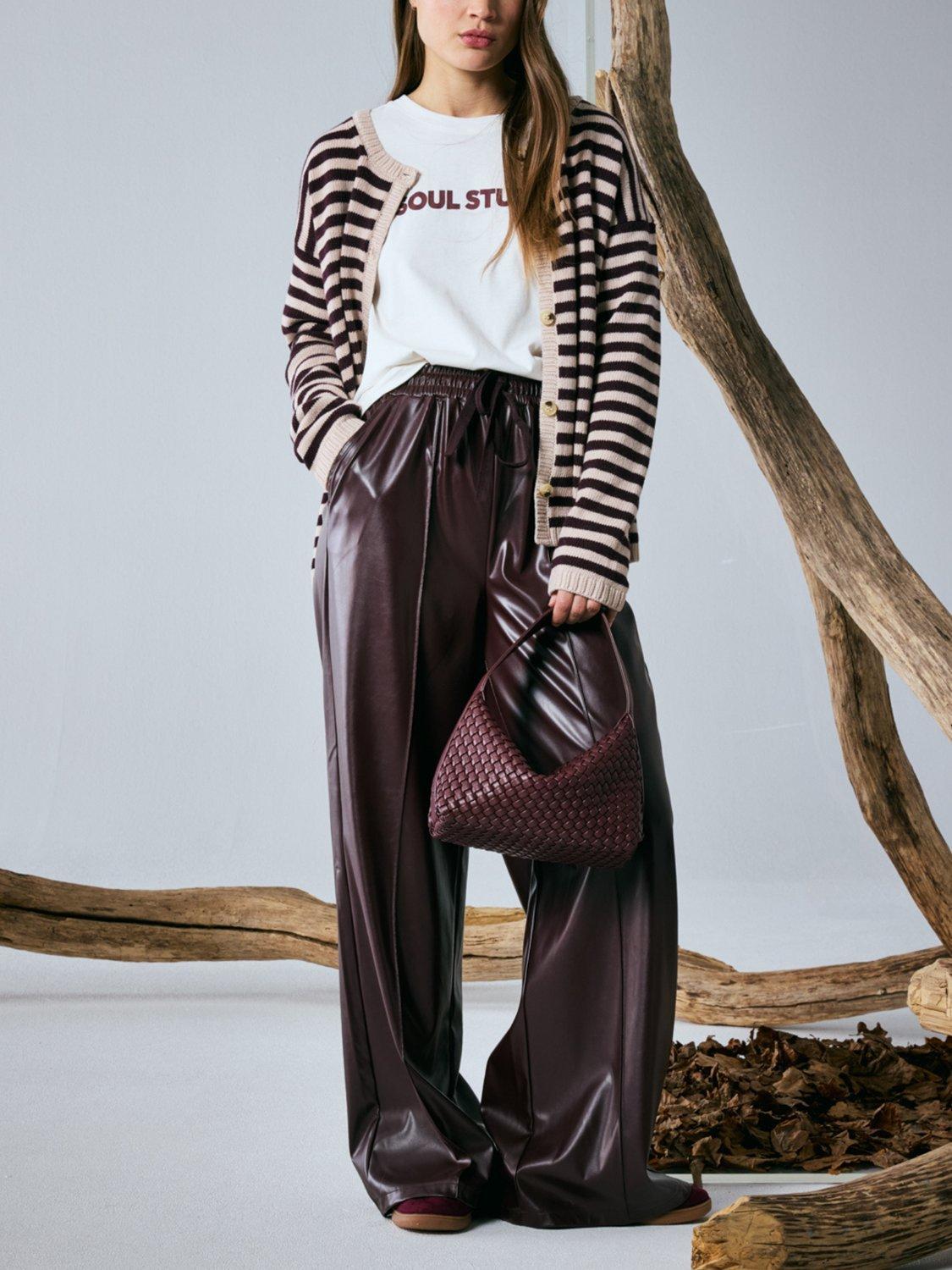 Product image 6 of 6, which shows Smith & Soul Stripe Round Neck Cardigan, Bordeaux Print, XS