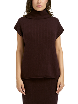 Smith & Soul Roll Neck Cap Sleeve Knit Top, Plum, Plum