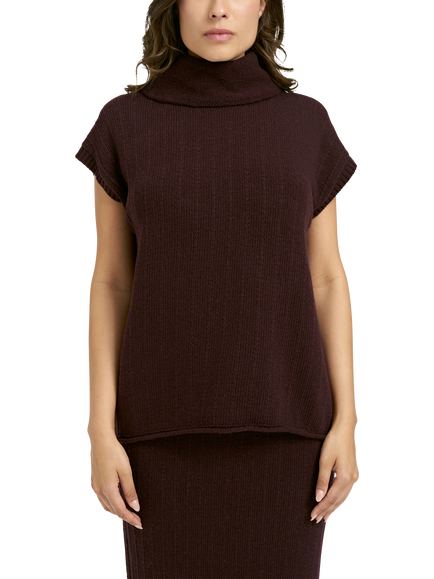 Smith & Soul Roll Neck Cap Sleeve Knit Top, Plum, Plum