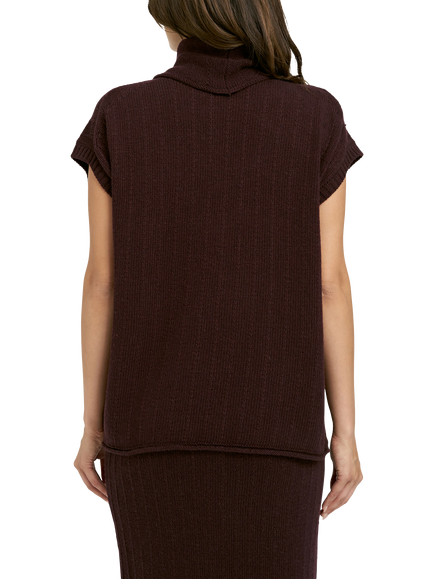 Smith & Soul Roll Neck Cap Sleeve Knit Top, Plum - view 2, Plum