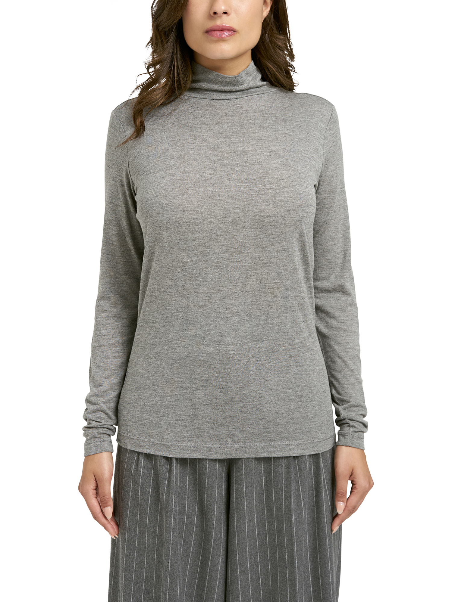 Product image 1 of 5, which shows Smith & Soul Turtleneck Long Sleeve Top, Grey Melange, XS