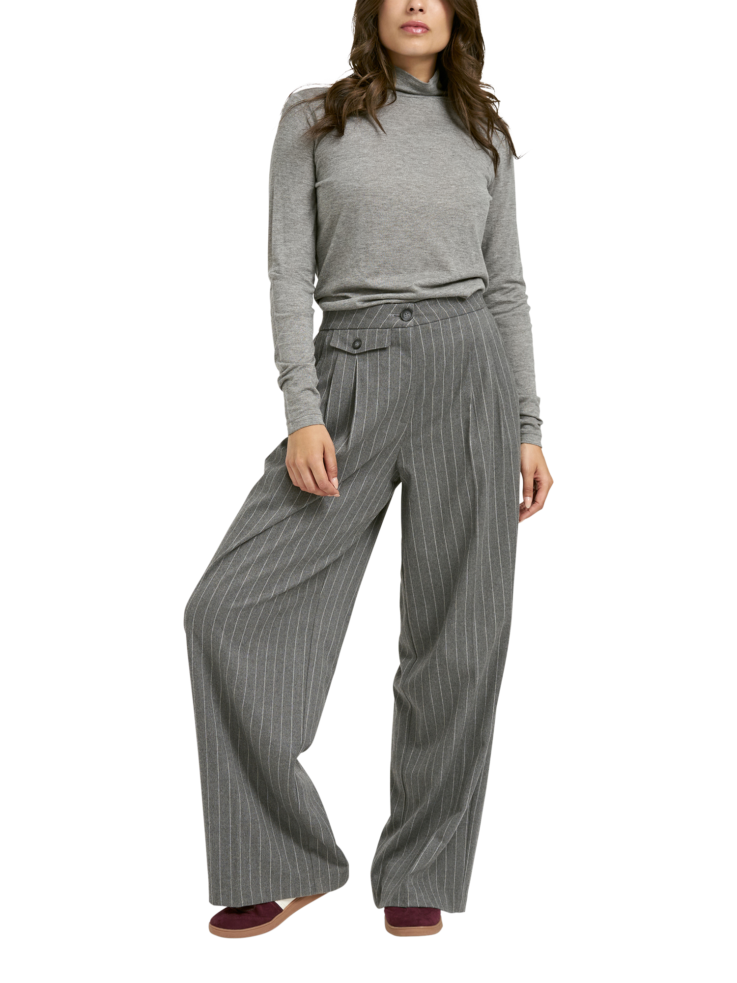 Product image 3 of 5, which shows Smith & Soul Turtleneck Long Sleeve Top, Grey Melange, XS