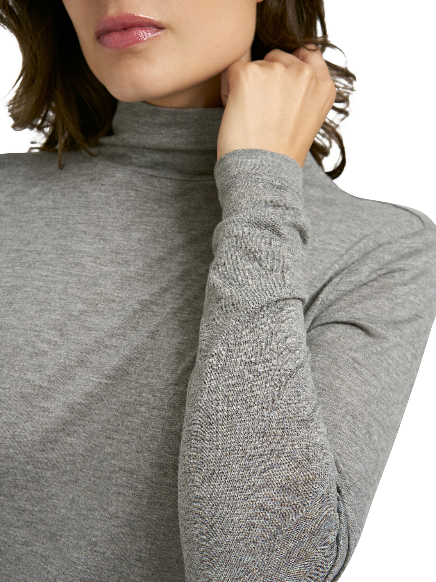 Product image 4 of 5, which shows Smith & Soul Turtleneck Long Sleeve Top, Grey Melange, XS