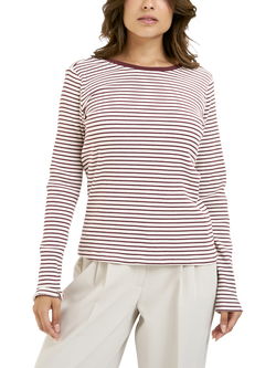 Smith & Soul Stripe Ribbed Long Sleeve Top, Bordeaux, Bordeaux