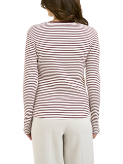 Smith & Soul Stripe Ribbed Long Sleeve Top, Bordeaux - view 2, Bordeaux