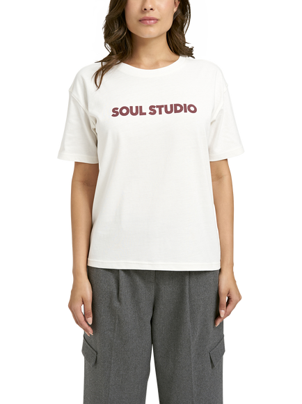 Smith & Soul Slogan Soul Studio T-Shirt, Cream White, Cream White