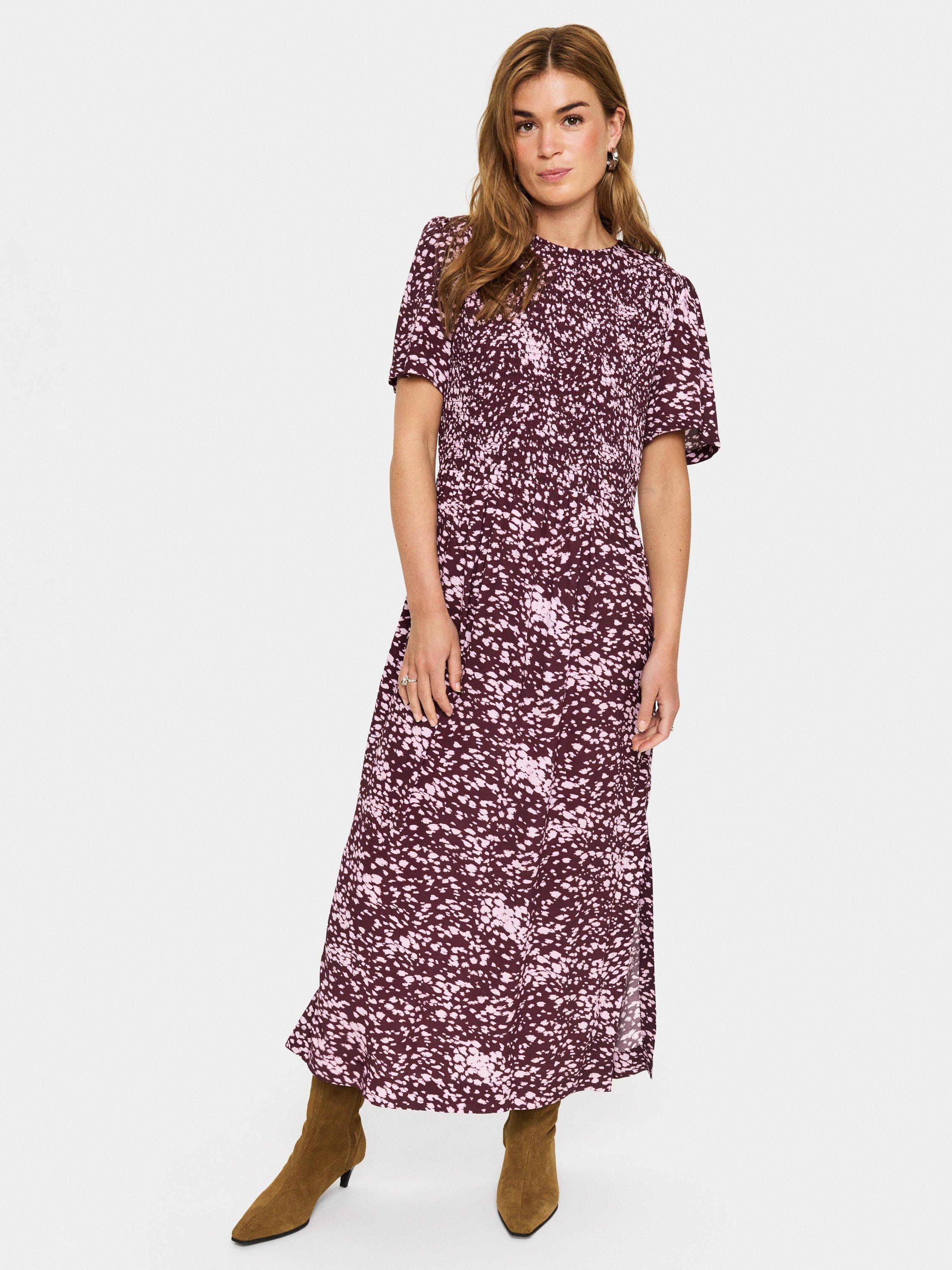 Saint Tropez Malika Spotty Animal Print Maxi Dress, Fudge