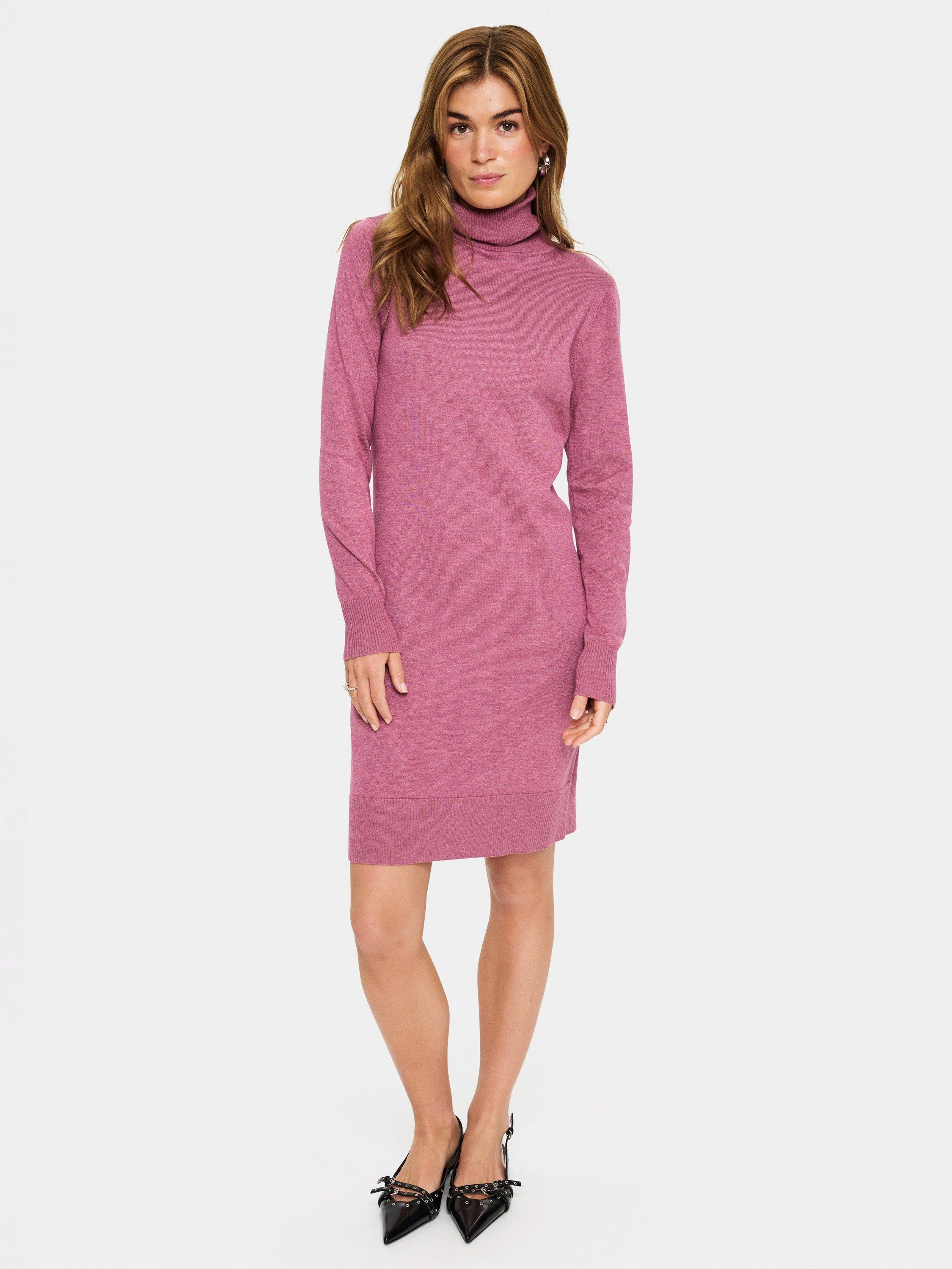 Product image 1 of 6, which shows Saint Tropez Mila Roll Neck Jumper Dress, Red Violet Melange, XS