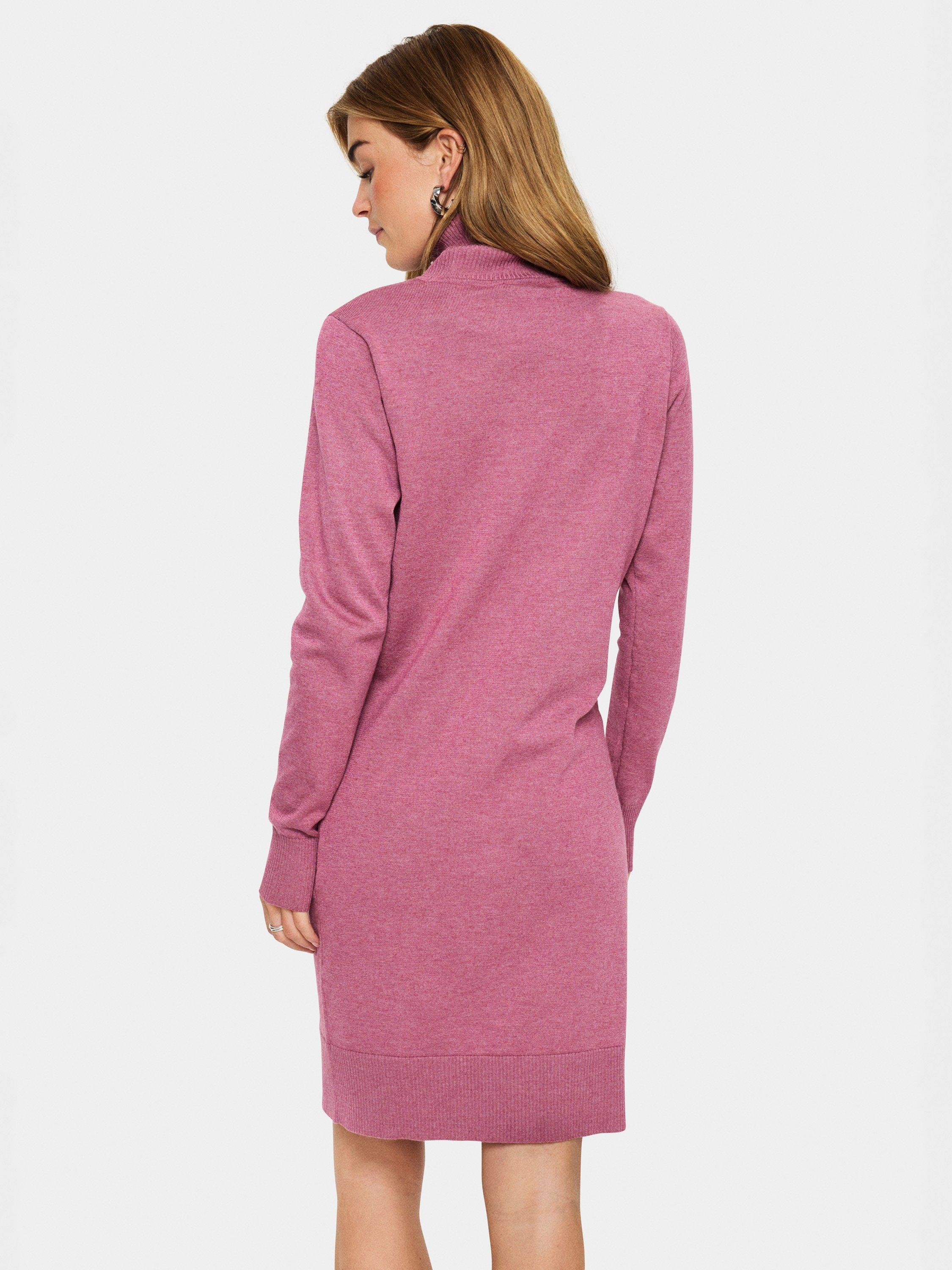 Product image 2 of 6, which shows Saint Tropez Mila Roll Neck Jumper Dress, Red Violet Melange, XS