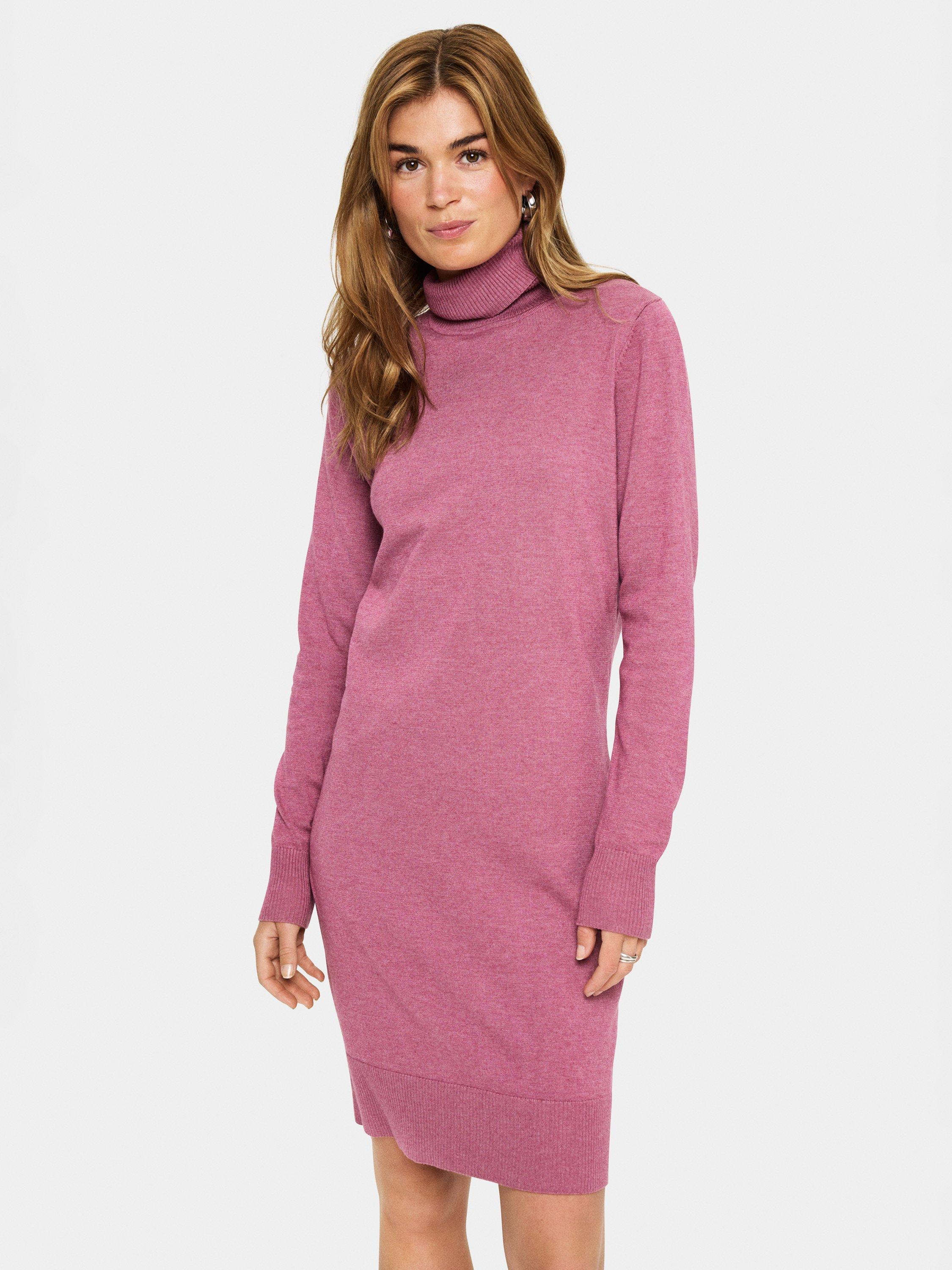 Product image 3 of 6, which shows Saint Tropez Mila Roll Neck Jumper Dress, Red Violet Melange, XS