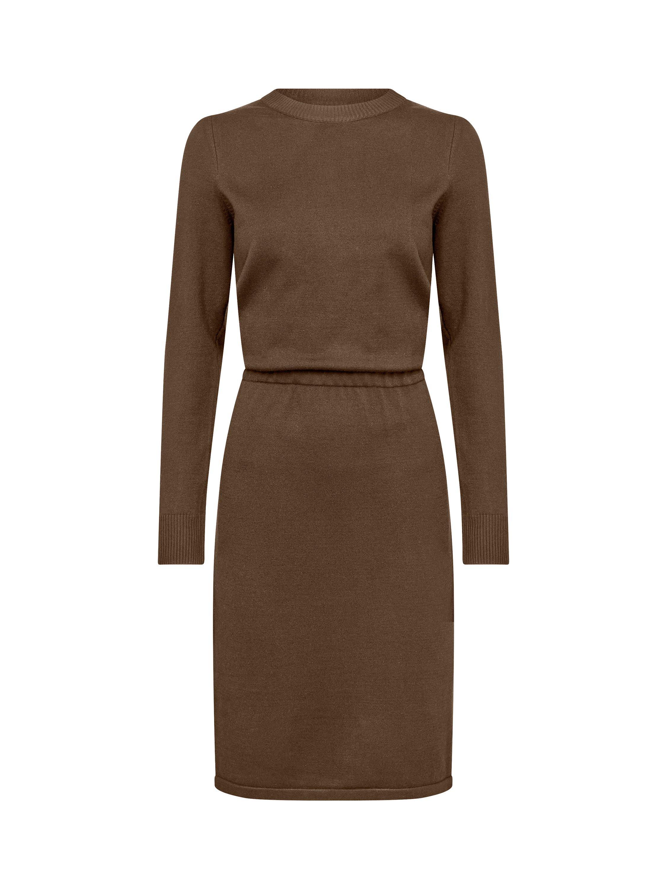 Saint Tropez Mila Round Neck Jumper Dress, Fondue Fudge Melange