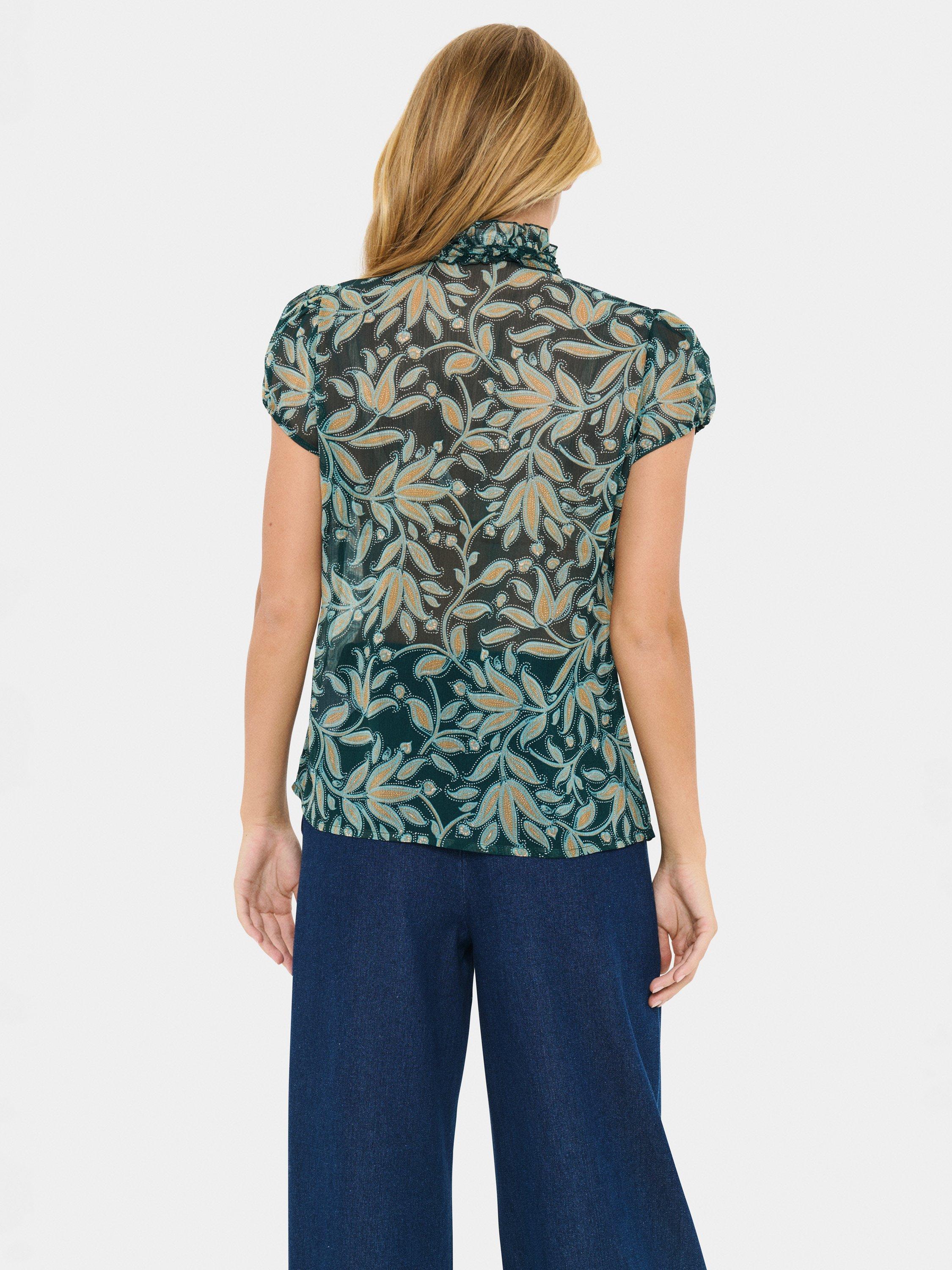 Product image 2 of 6, which shows Saint Tropez Lilja Floral Crinkle Top, Pine, XS