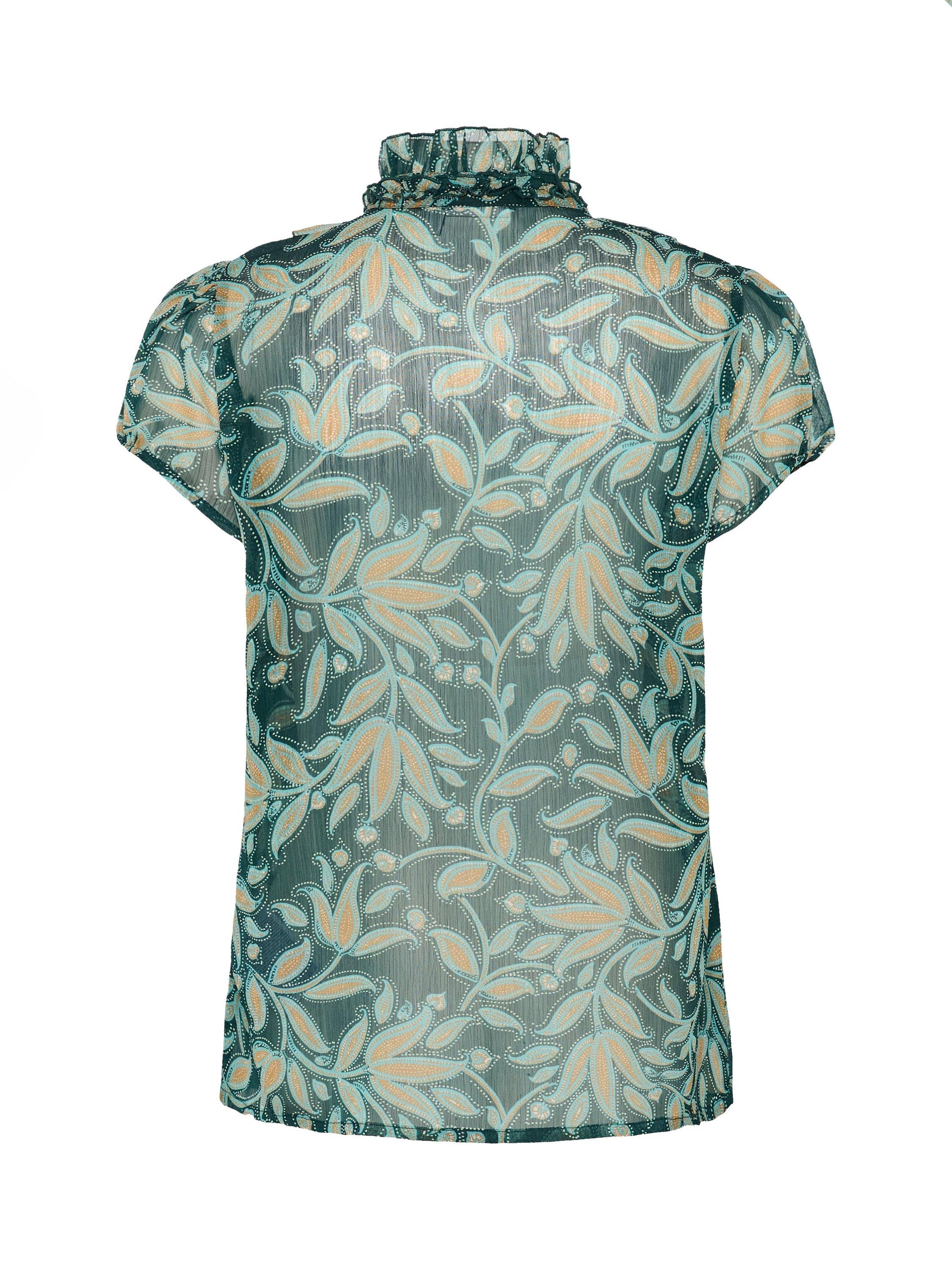 Product image 6 of 6, which shows Saint Tropez Lilja Floral Crinkle Top, Pine, XS