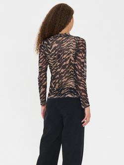 Saint Tropez Migga Abstract Animal Print Wrap Top, Black - view 2, Black