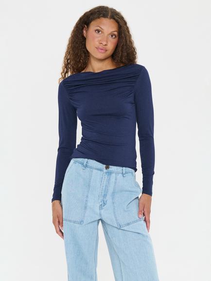 Saint Tropez Zindy Boat Neck Top containing LENZING™ ECOVERO™ Viscose, Night Sky, Night Sky