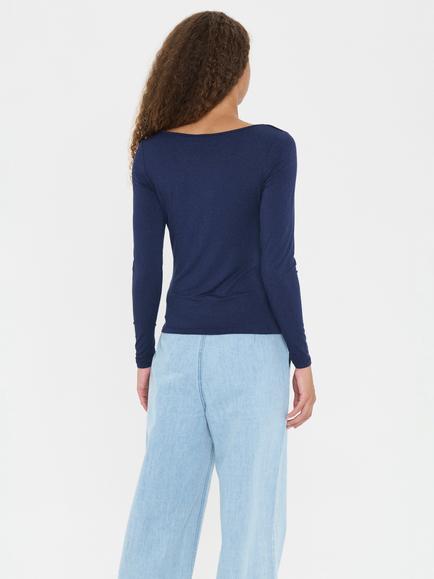 Saint Tropez Zindy Boat Neck Top containing LENZING™ ECOVERO™ Viscose, Night Sky - view 2, Night Sky