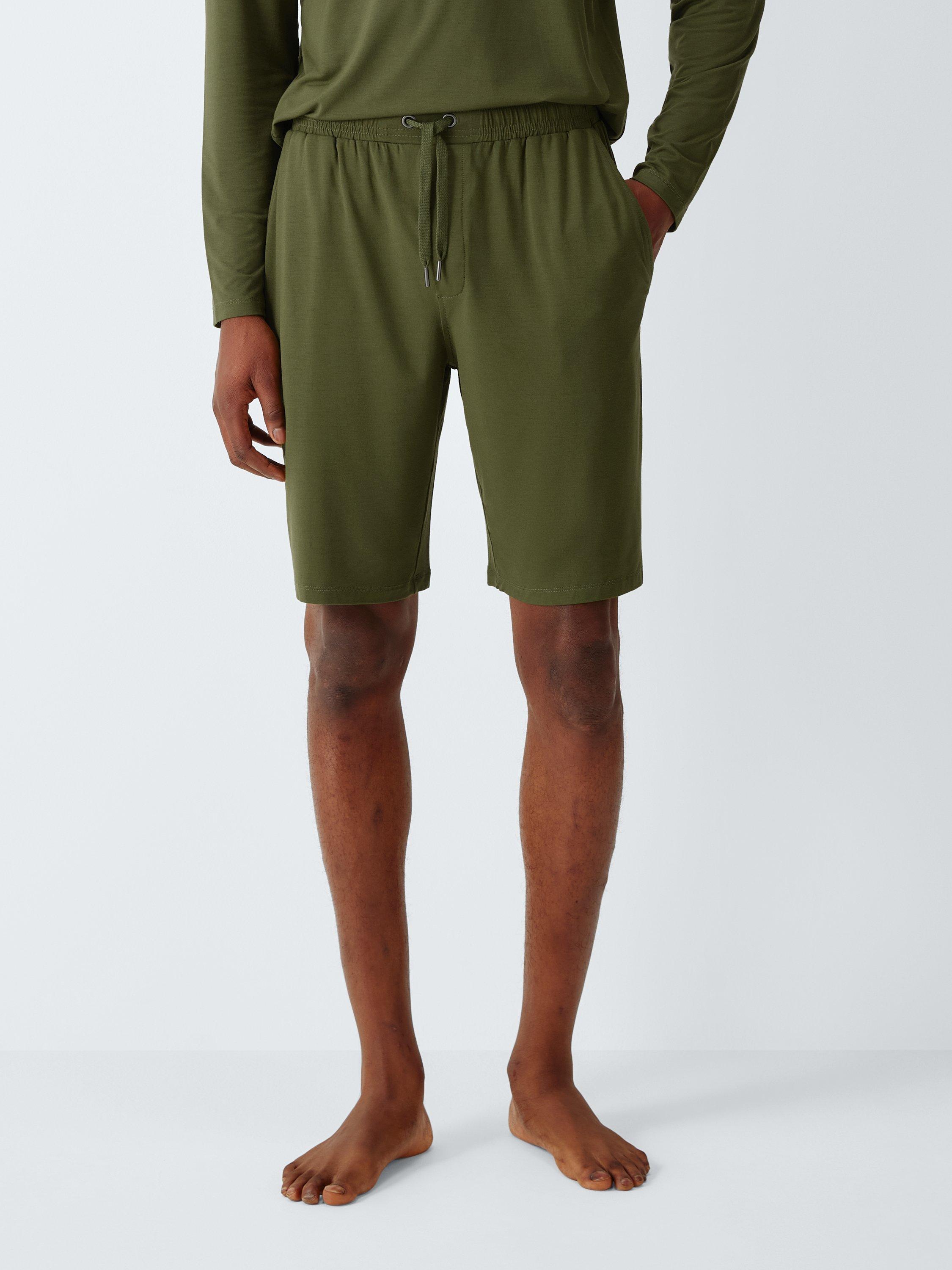 Product image 1 of 6, which shows John Lewis Lounge Shorts containing TENCEL™ Modal, Green Olive, S