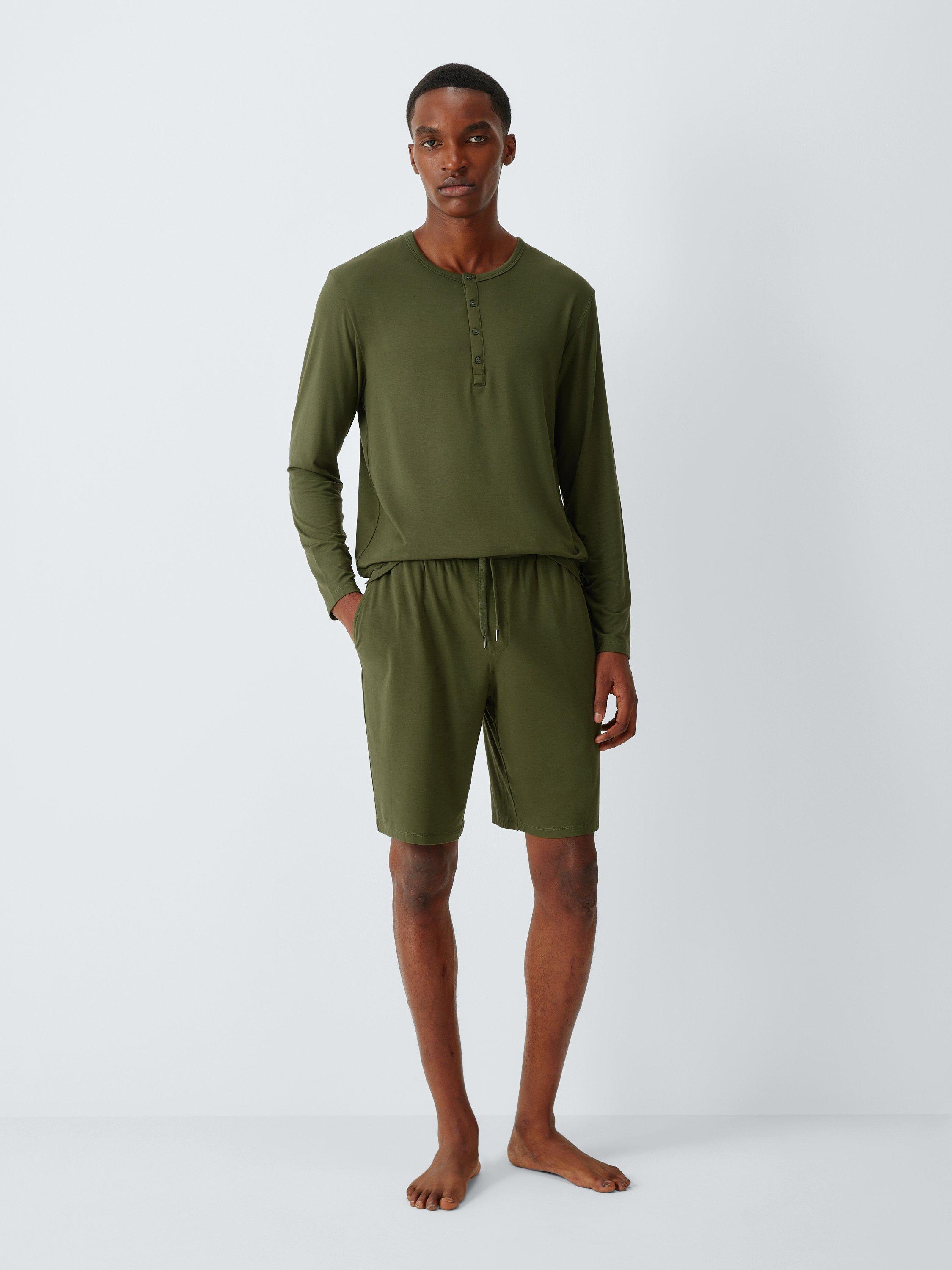 Product image 3 of 6, which shows John Lewis Lounge Shorts containing TENCEL™ Modal, Green Olive, S