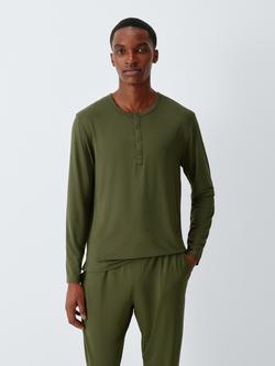John Lewis Henley Top containing TENCEL™ Modal, Green Mid, Green Mid